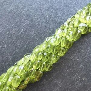 Peridot Faceted Oval Beads 15" Strand