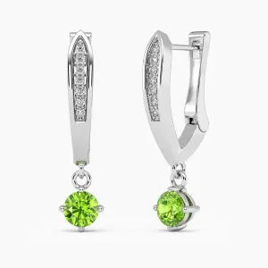 Peridot Hoop Earrings | Round Drop Design in Silver | Irosk ®