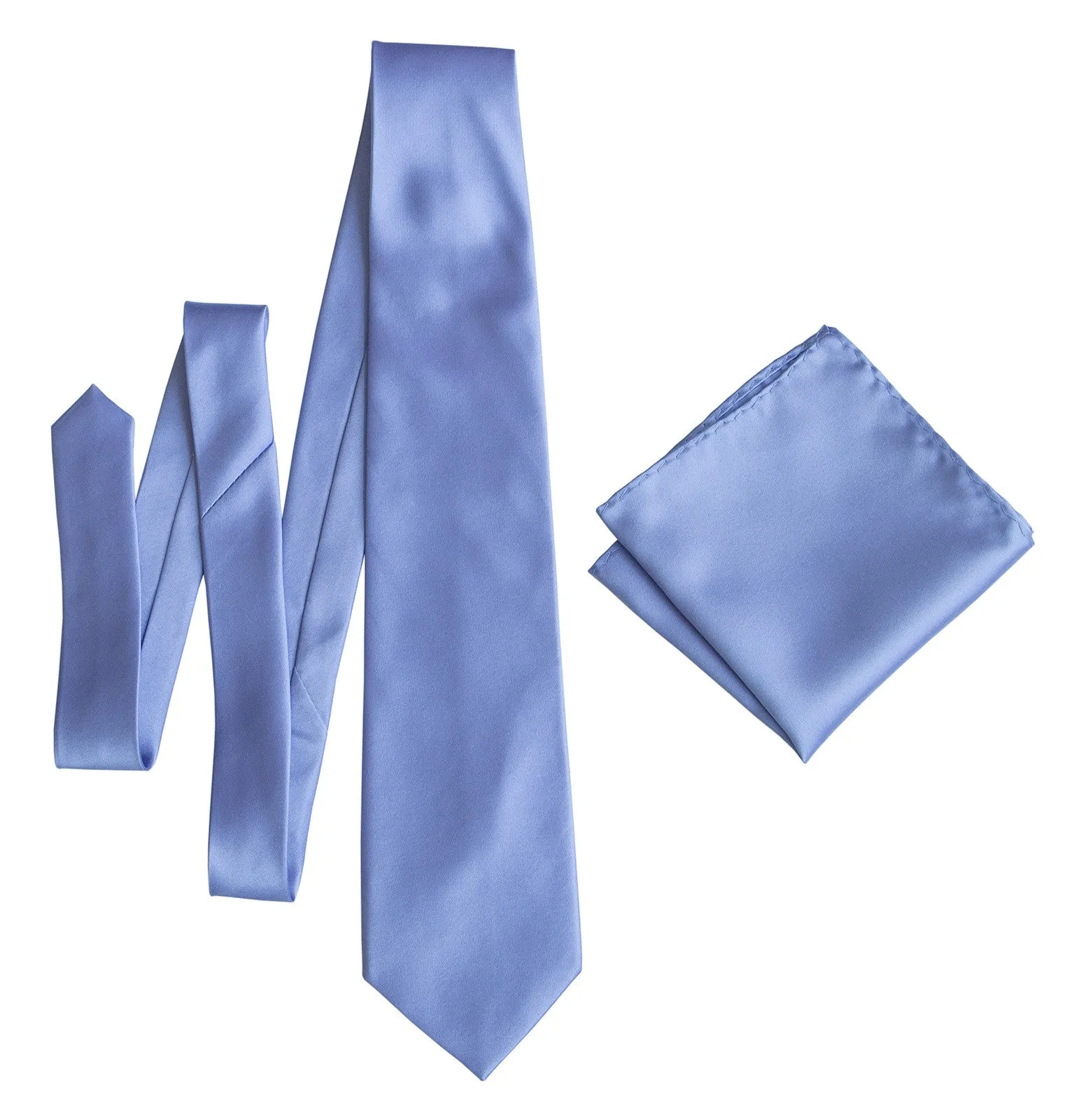 Periwinkle Necktie. Lavender Blue Solid Color Satin Finish Tie, No Print