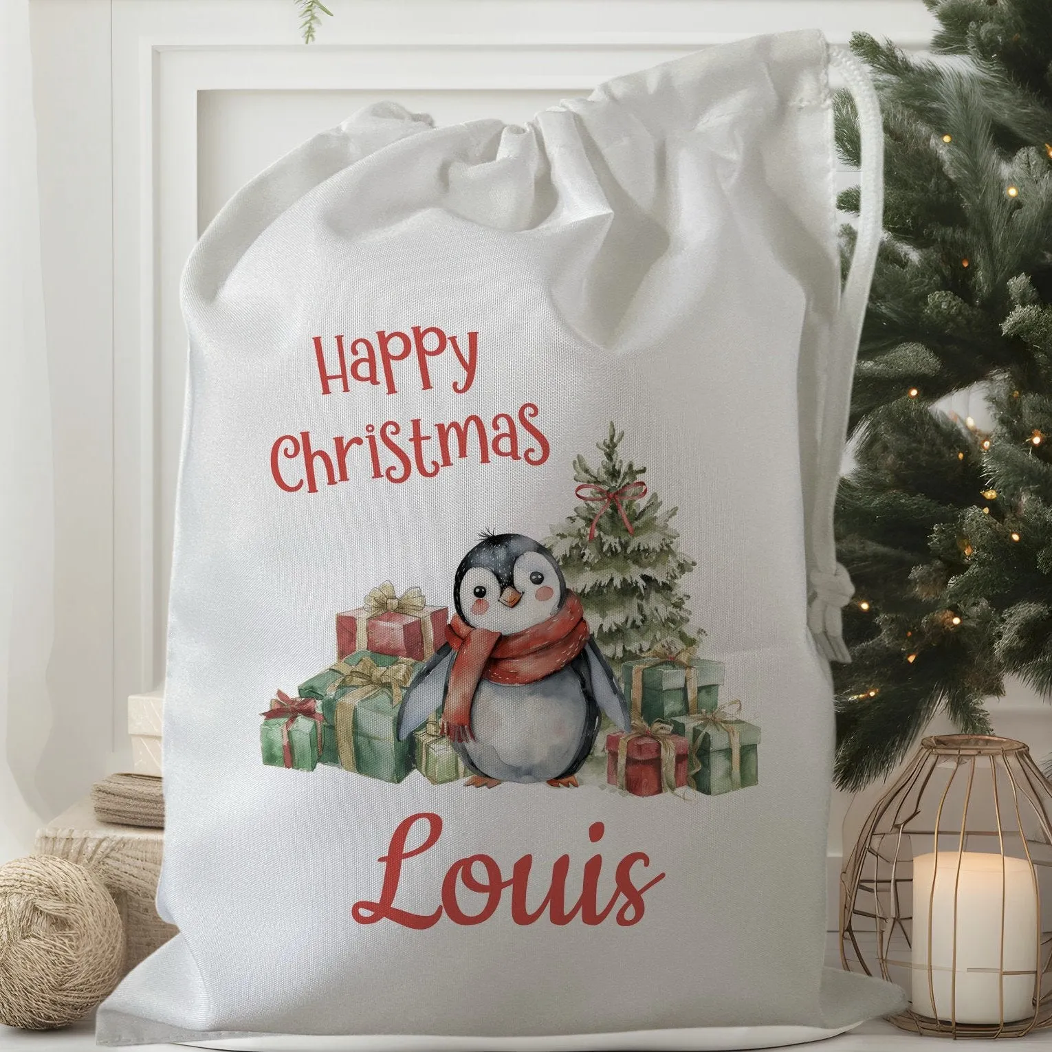 Peronalised Christmas Eve Treat Bag - Penguin