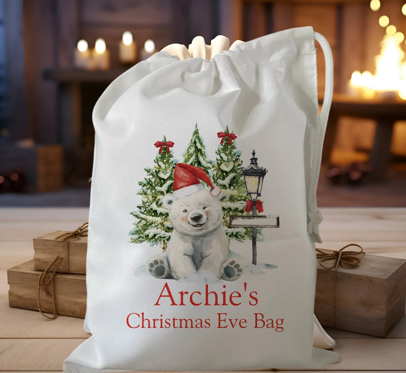 Peronalised Christmas Eve Treat Bag - Polar Bear