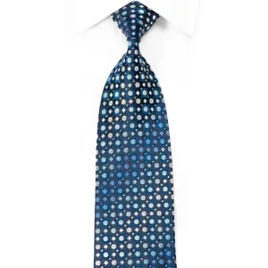 Perry Ellis Men's Crystal Silk Tie Geometric On Blue With Silver Sparkles