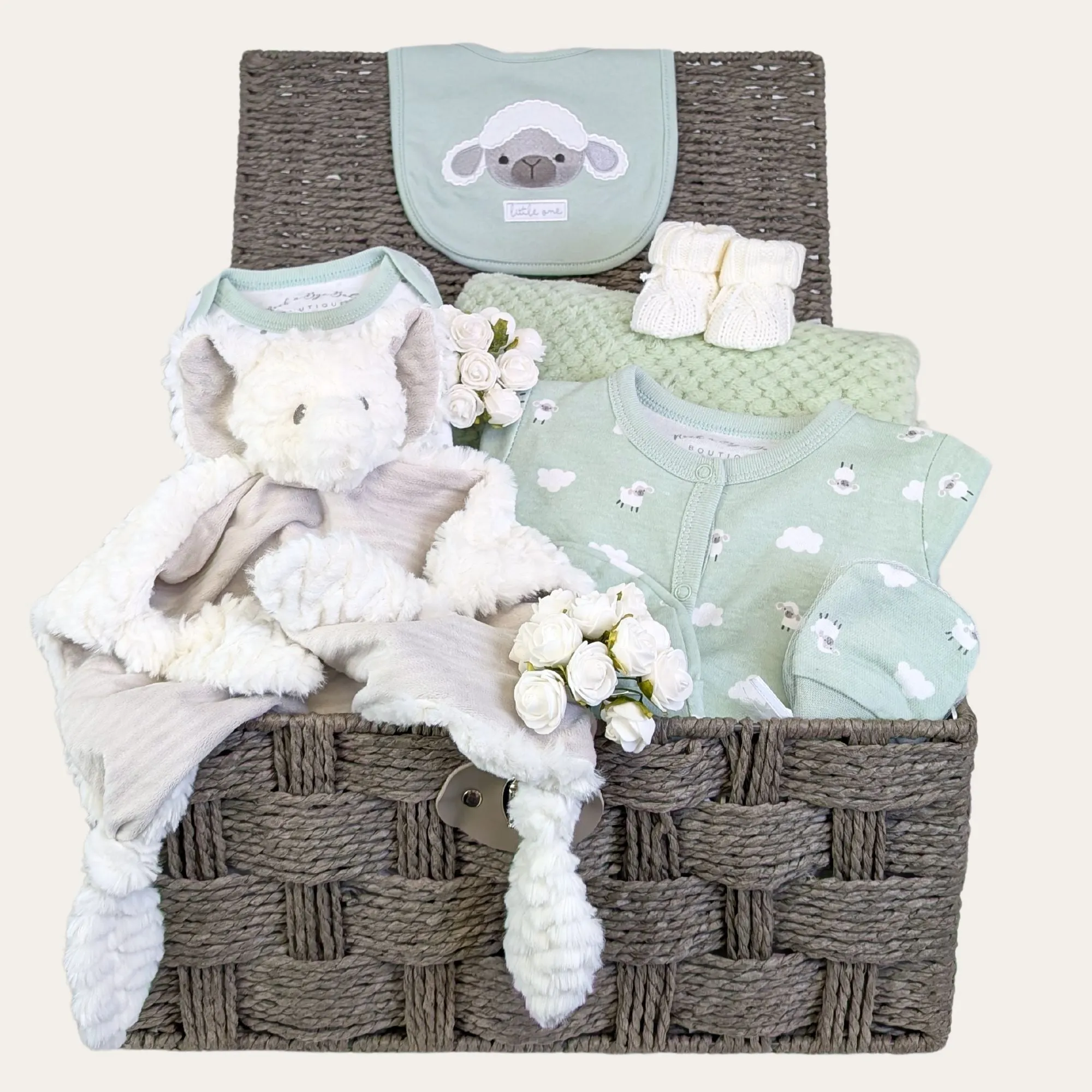 Personalised & Unisex Baby Gifts Hamper Dreaming Elephant & Little Lamb