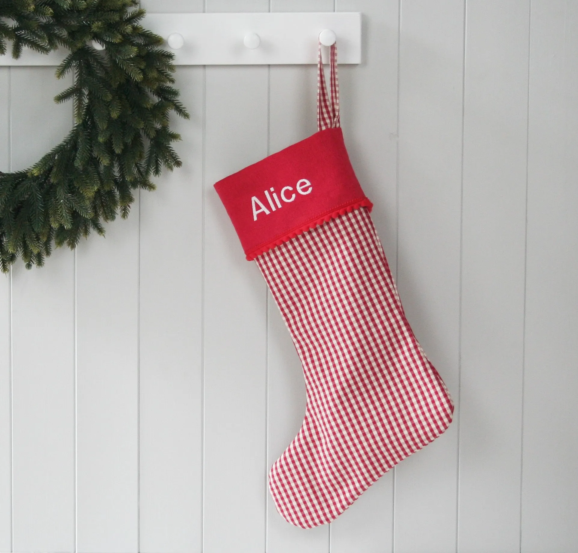 Personalised Christmas Stocking GINGHAM CHECKS