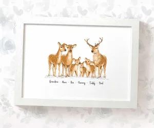 Personalised Deer Family Portrait