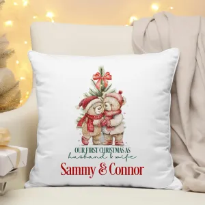 Personalised 'First Christmas as Husband and Wife' Cushion – Cozy Keepsake for Your Special First Holiday