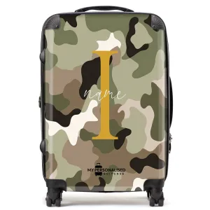 Personalised Green and Brown Camouflage Suitcase