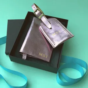 Personalised Leather Travel Gift Set