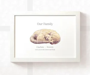 Personalised Sleeping Otter Family Portrait