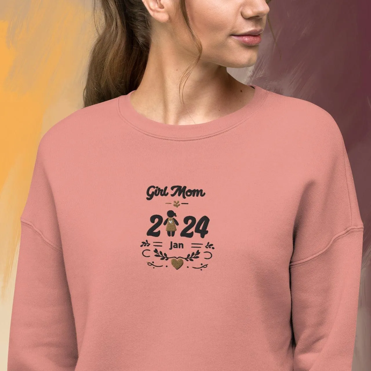 Personalize it! Embroidered Crop Sweatshirt Girl Mom