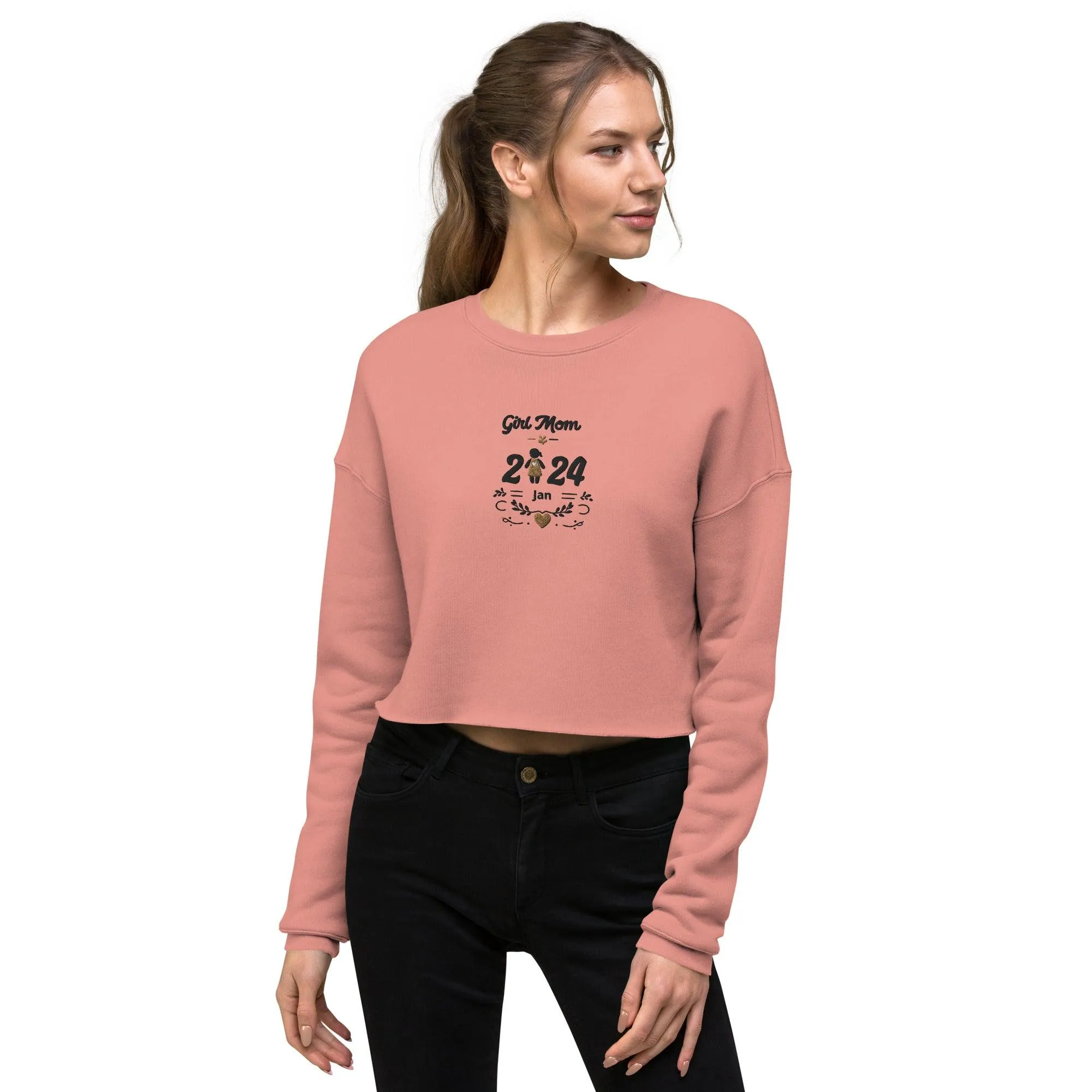 Personalize it! Embroidered Crop Sweatshirt Girl Mom