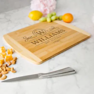 Personalized 11x14 Bamboo Cutting Board with Rounded Edge (Modern Collection)