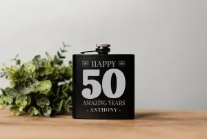 Personalized Amazing Years Birthday Matte Black Flask