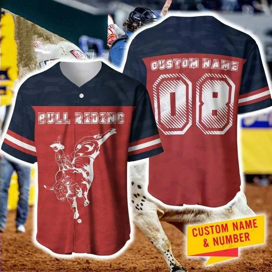 Personalized And Number Bull Riding Baseball Jersey, Idea Gift for Rodeo Bull Riding