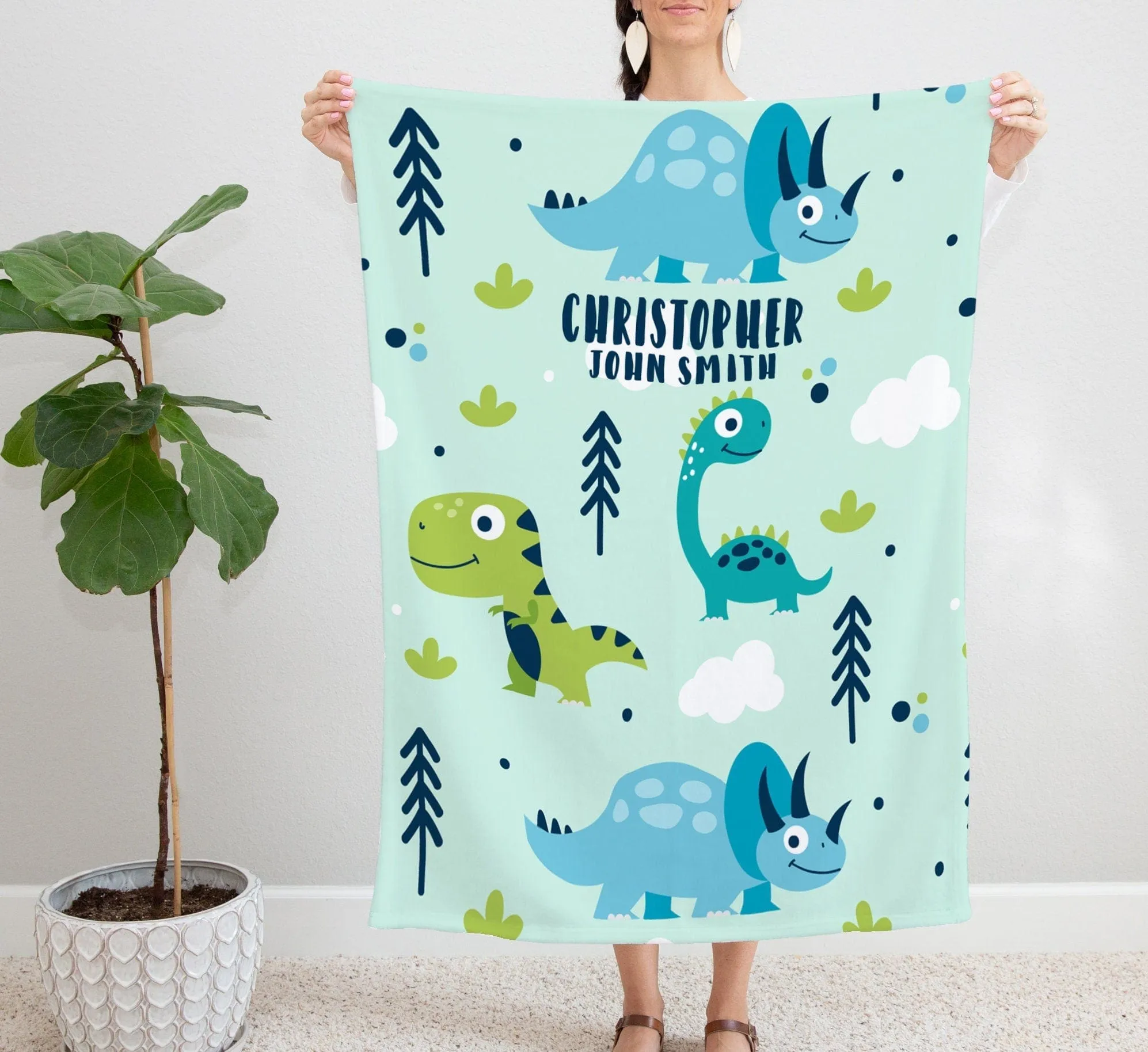 Personalized Baby Blanket | Dinosaur Baby Blanket | Custom Baby Blanket | Dinosaur Blanket Baby Boy | Personalized Baby Gift