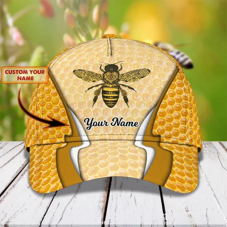 Personalized Bee Cap for Farmer, Cute Bee Hat for Dad, Hive Art Be Kind Baseball Cap for Bee Lovers