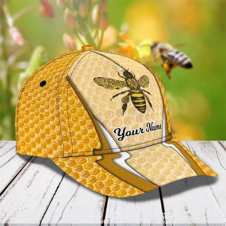 Personalized Bee Cap for Farmer, Cute Bee Hat for Dad, Hive Art Be Kind Baseball Cap for Bee Lovers