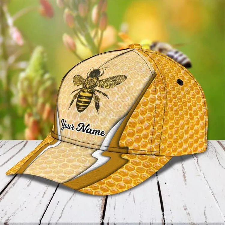 Personalized Bee Cap for Farmer, Cute Bee Hat for Dad, Hive Art Be Kind Baseball Cap for Bee Lovers