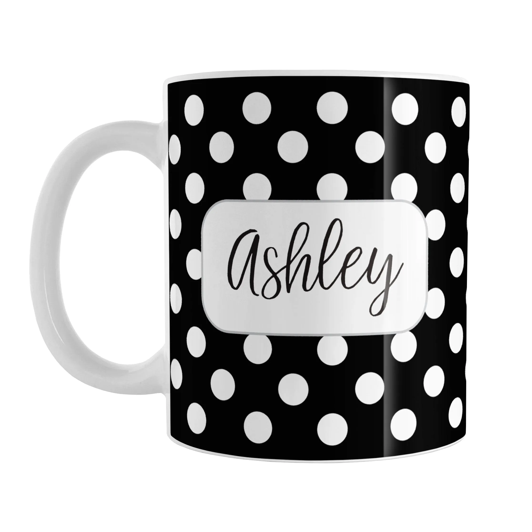 Personalized Black Polka Dot Mug