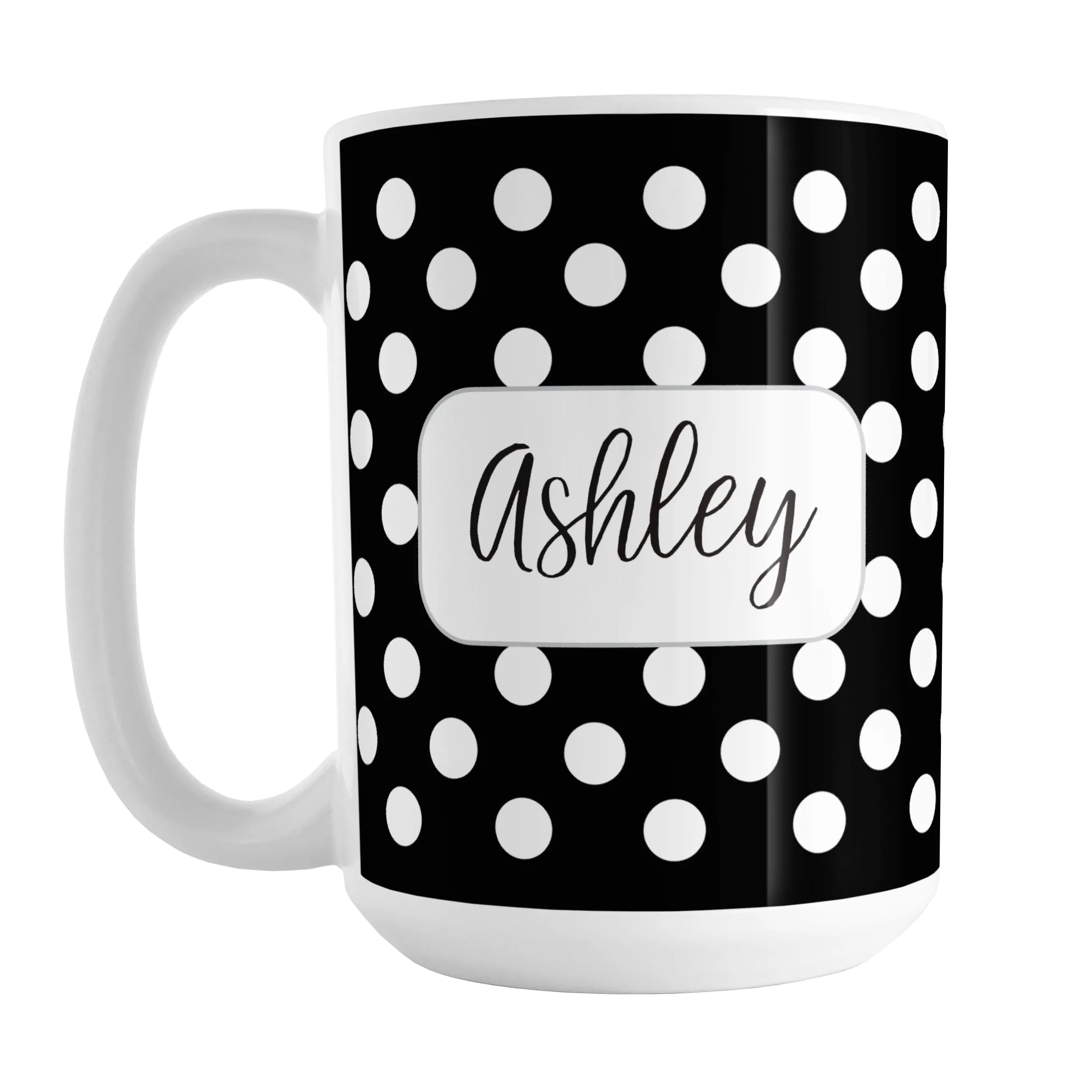 Personalized Black Polka Dot Mug