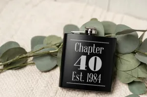 Personalized Chapter Birthday Matte Black Flask