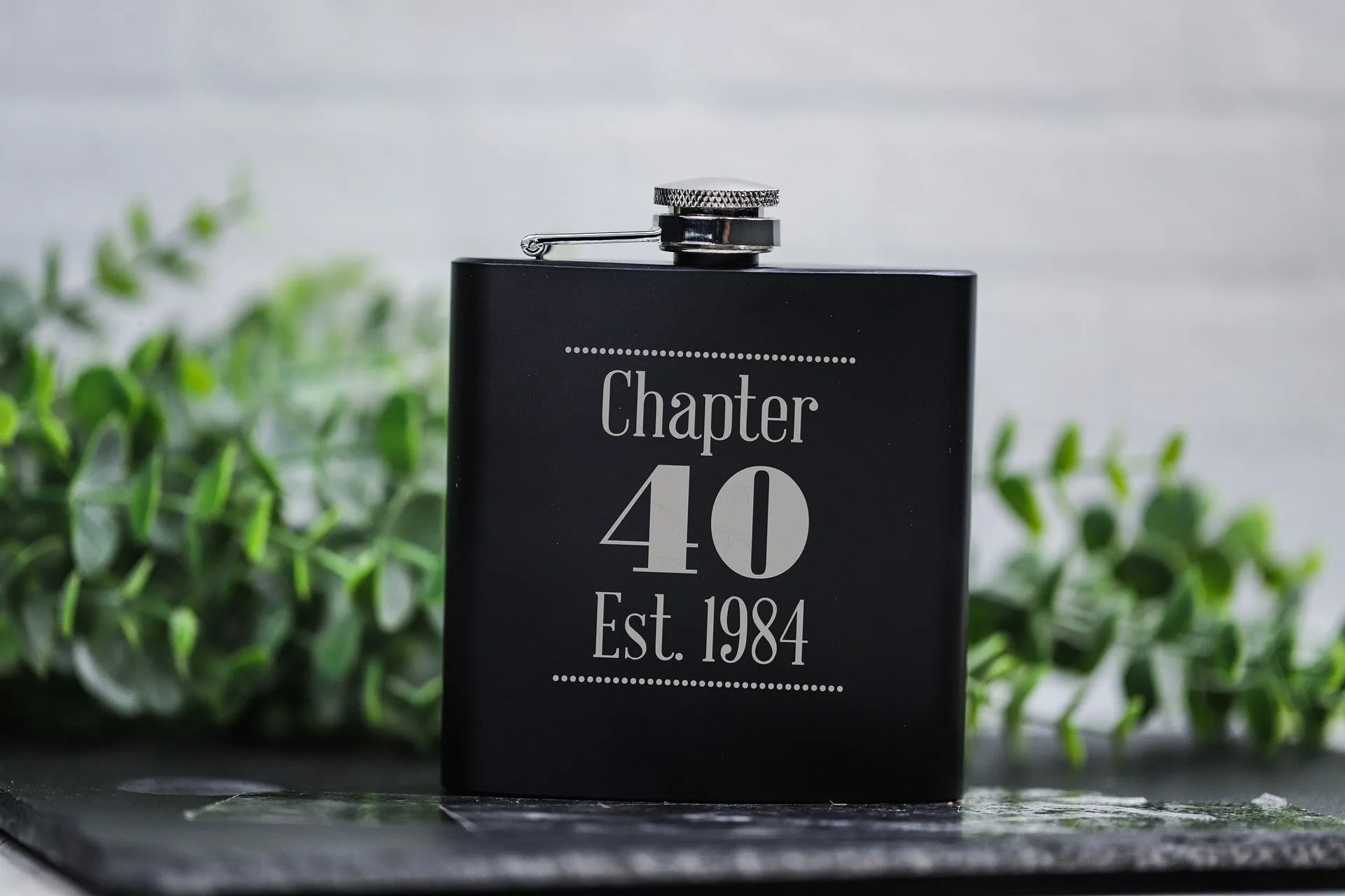 Personalized Chapter Birthday Matte Black Flask