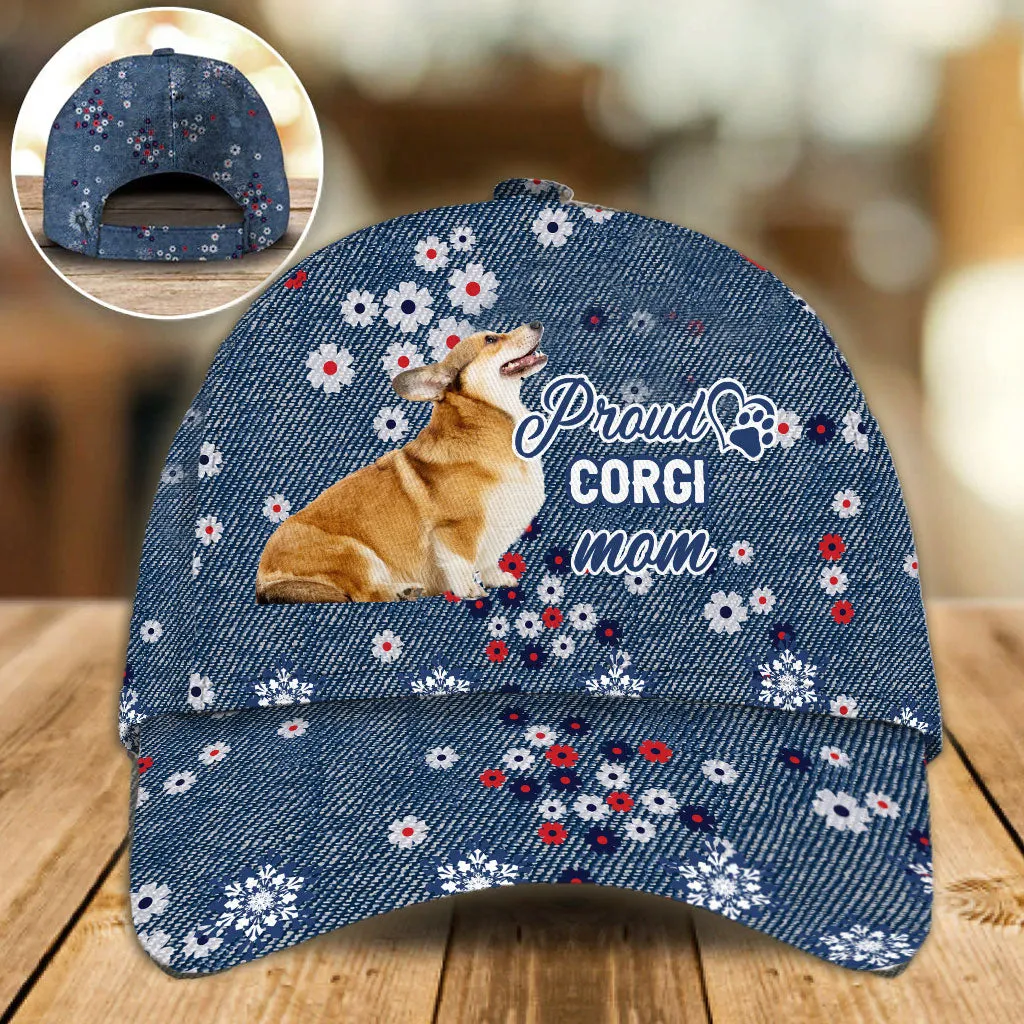 Personalized Corgi Proud Mom Baseball Cap Hat, Custom Cap Hat With Pet Photo Image