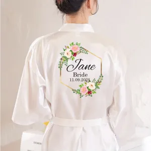 Personalized Custom Name  Flower Print  Wedding Bride Team Robes Bridal Party Robes Bridesmaid Robes gift