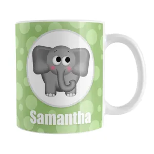 Personalized Cute Elephant Bubbly Green Mug