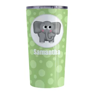 Personalized Cute Elephant Bubbly Green Tumbler Cup