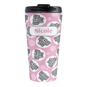 Personalized Cute Pink Elephant Pattern Travel Mug