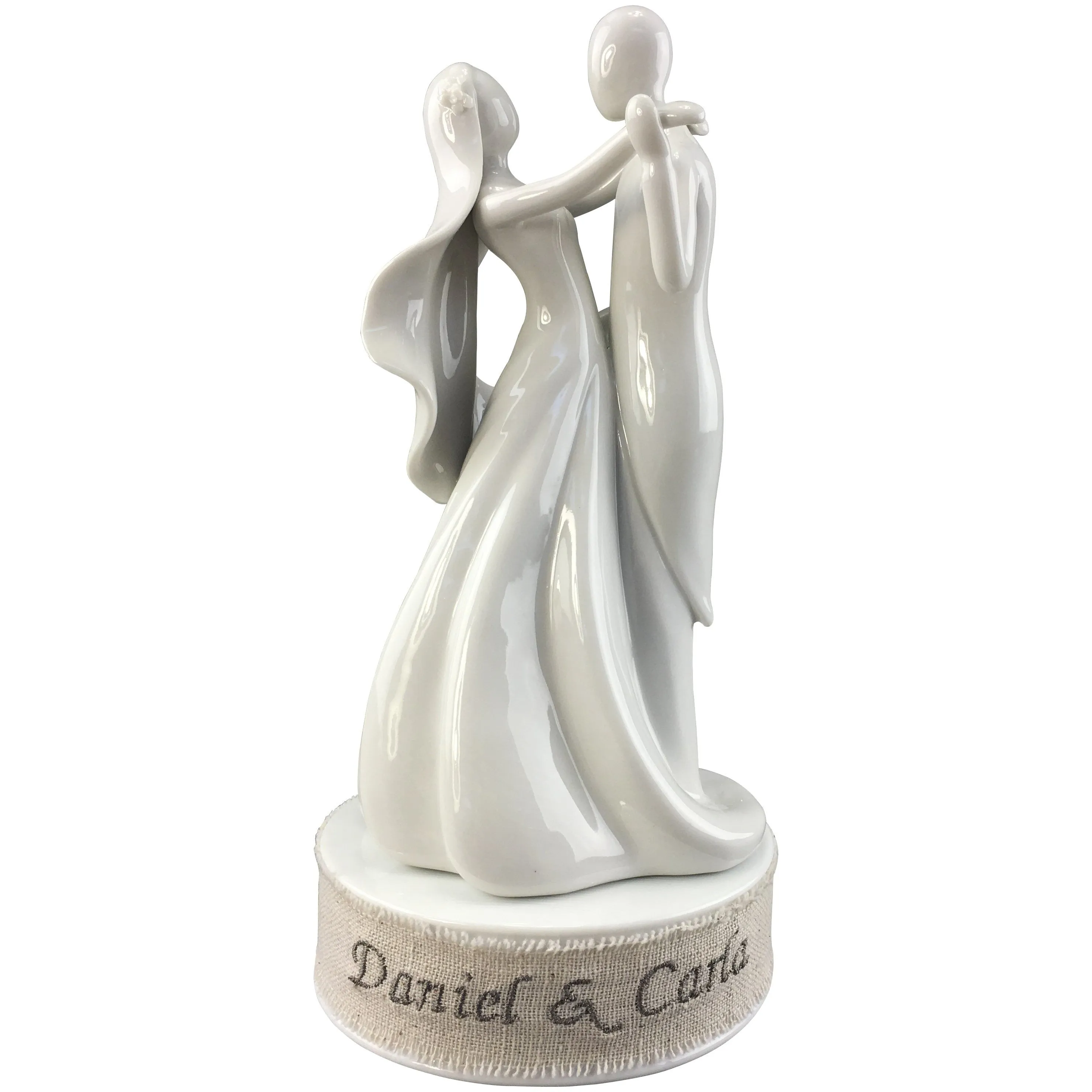 Personalized Embroidery Stylized Dancing Wedding Cake Topper