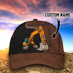 Personalized Excavator Heavy Equipment Baseball Cap Hat, Gift For Excavator Man