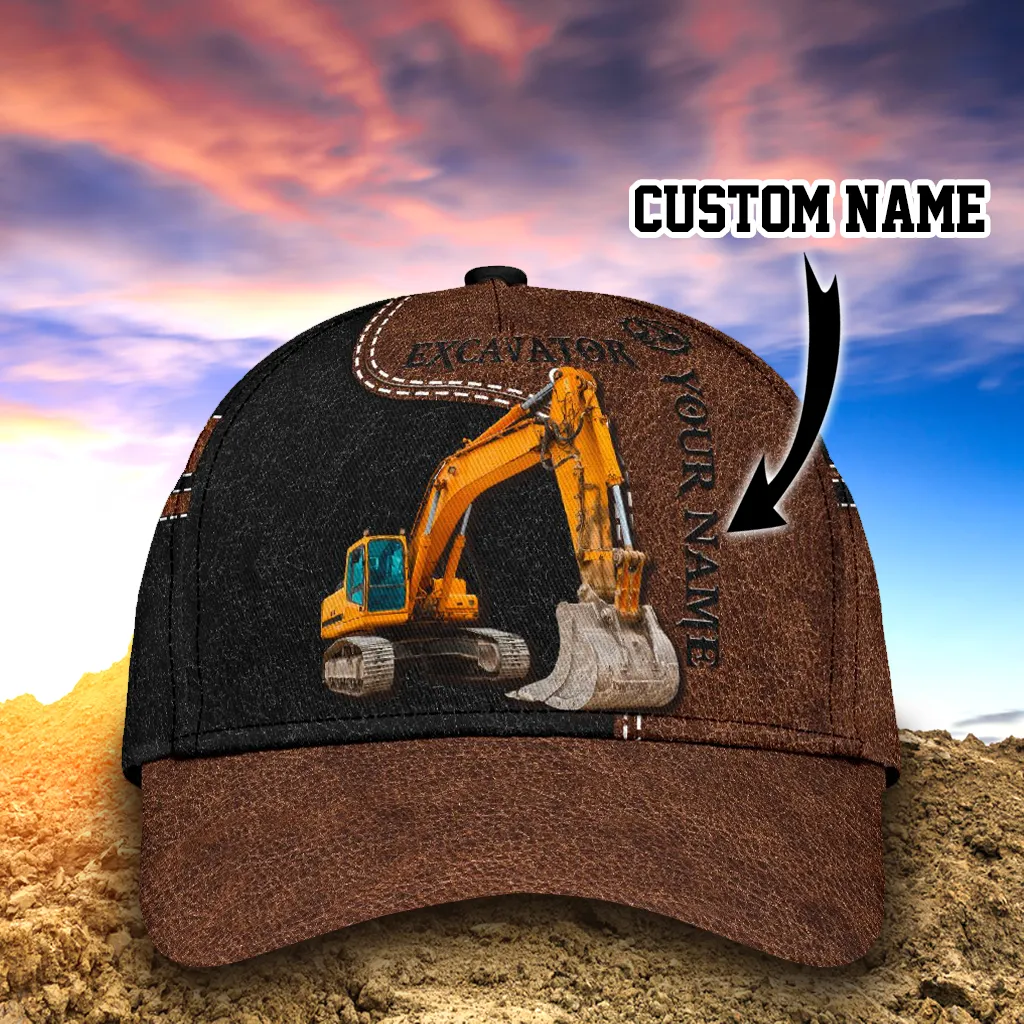 Personalized Excavator Heavy Equipment Baseball Cap Hat, Gift For Excavator Man