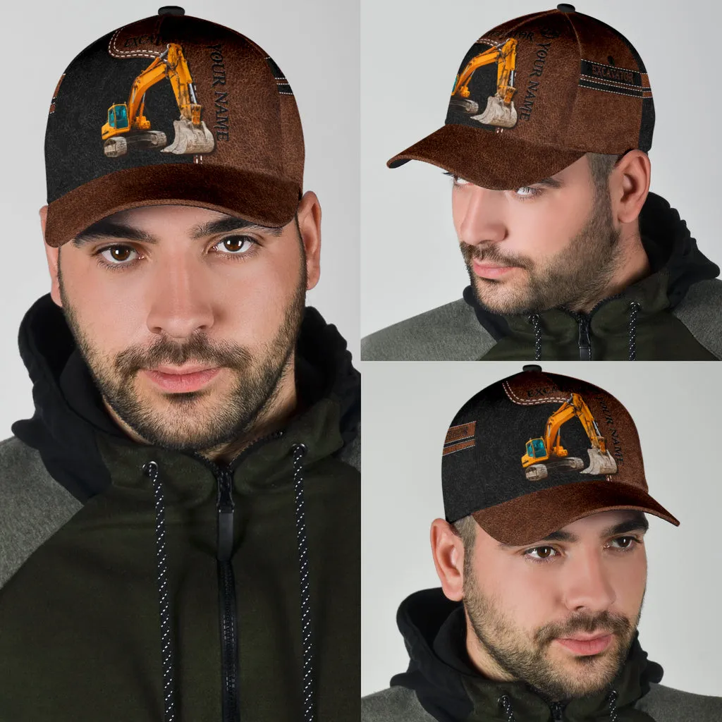 Personalized Excavator Heavy Equipment Baseball Cap Hat, Gift For Excavator Man