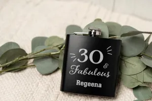 Personalized Fabulous Birthday Matte Black Flask