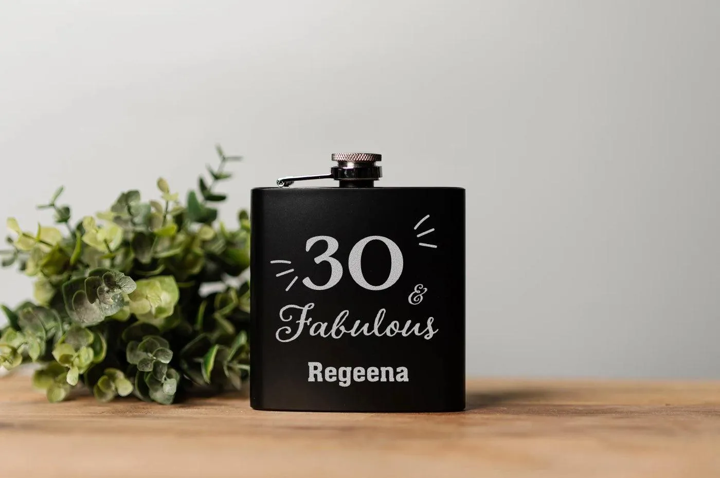 Personalized Fabulous Birthday Matte Black Flask