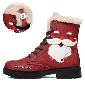 Personalized Festive Holidays Boots, Custom Xmas Fashion Winter Boots,  Santa Claus Fur Lining Boots