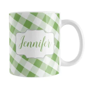 Personalized Green Gingham Mug