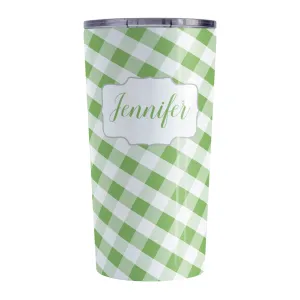 Personalized Green Gingham Tumbler Cup