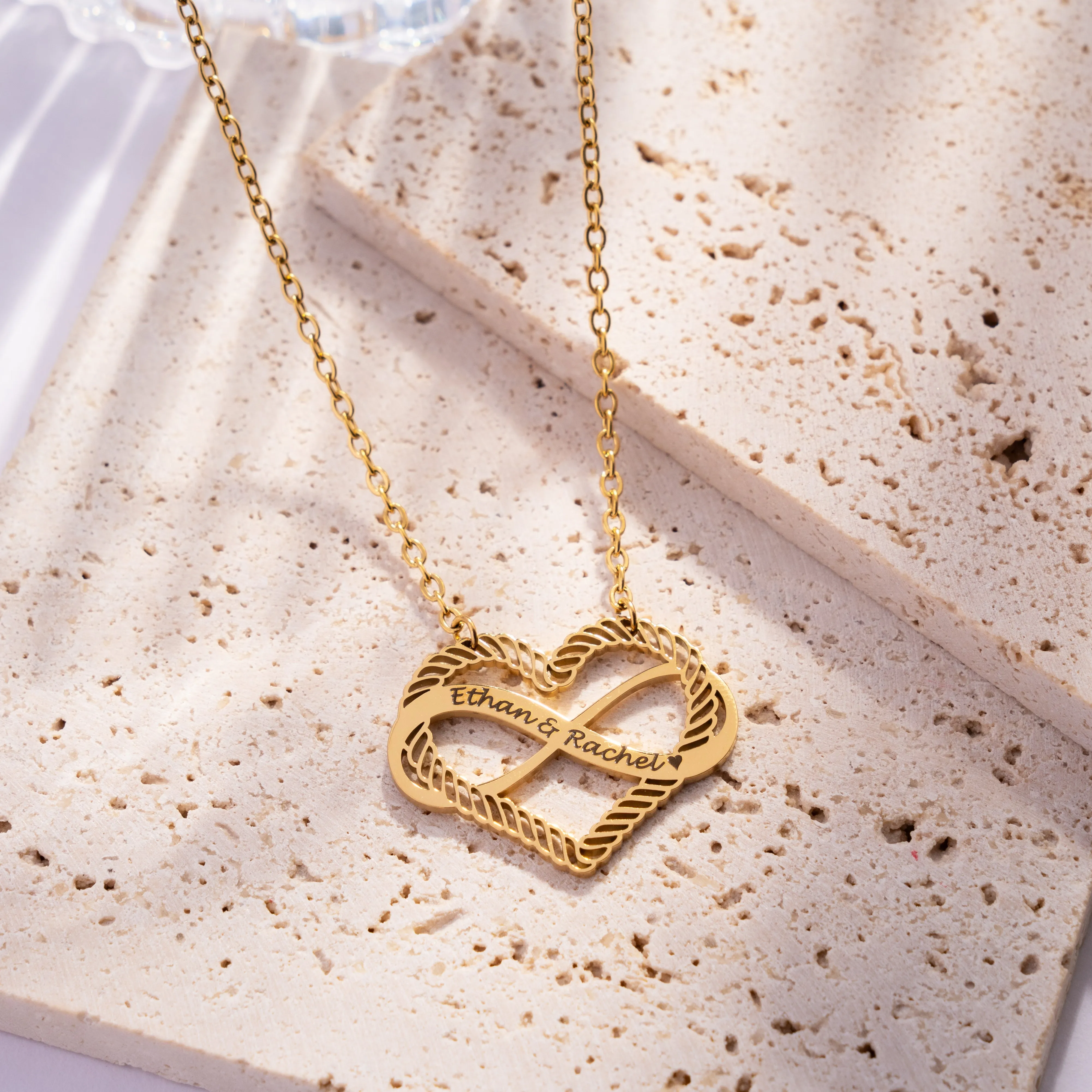 Personalized Heart and Infinity Pendant