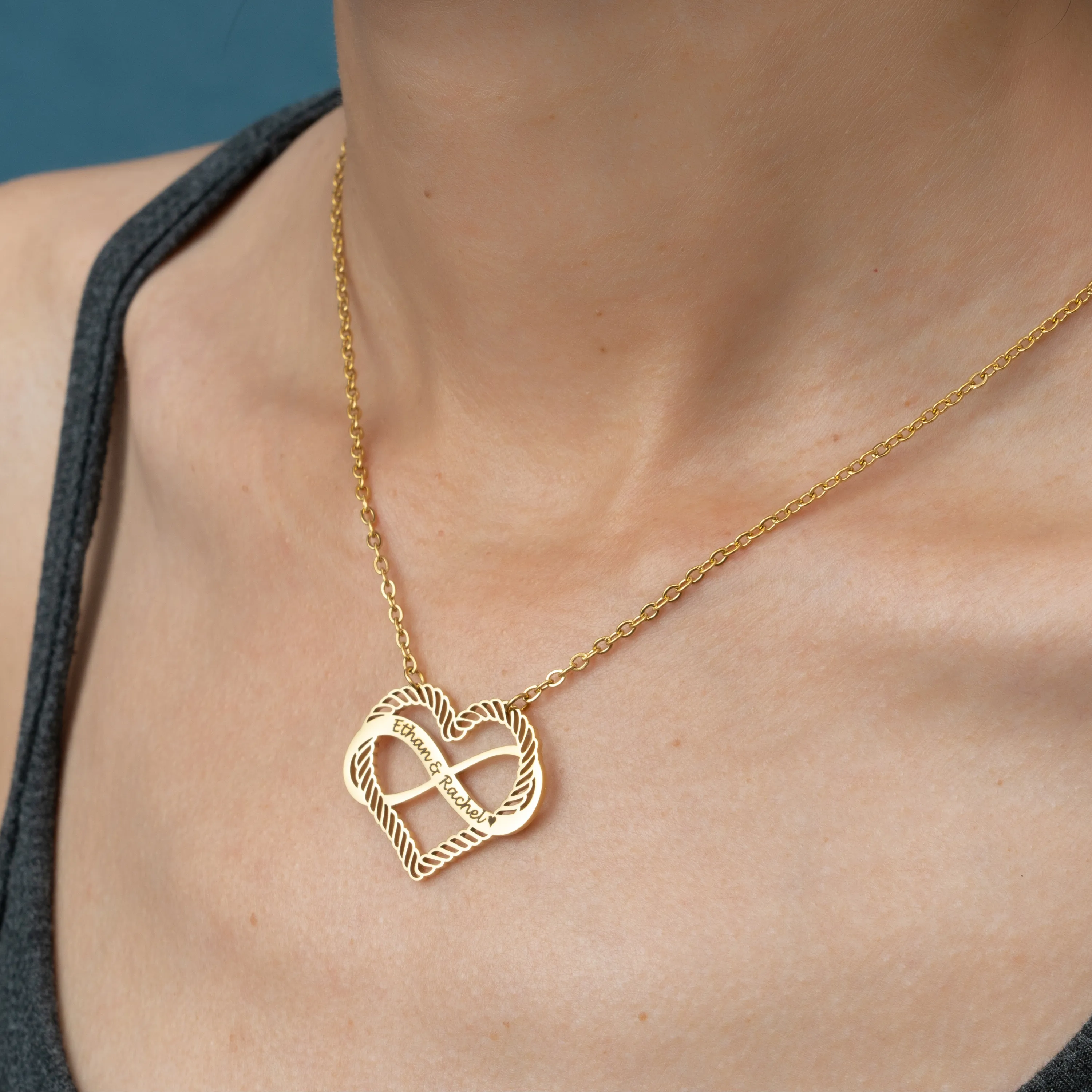 Personalized Heart and Infinity Pendant