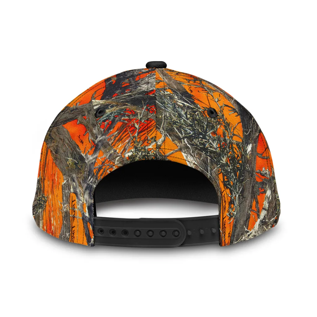 Personalized Hunting Dad To My Son Baseball Cap Orange Camo Pattern Classic Hunting Dad Cap