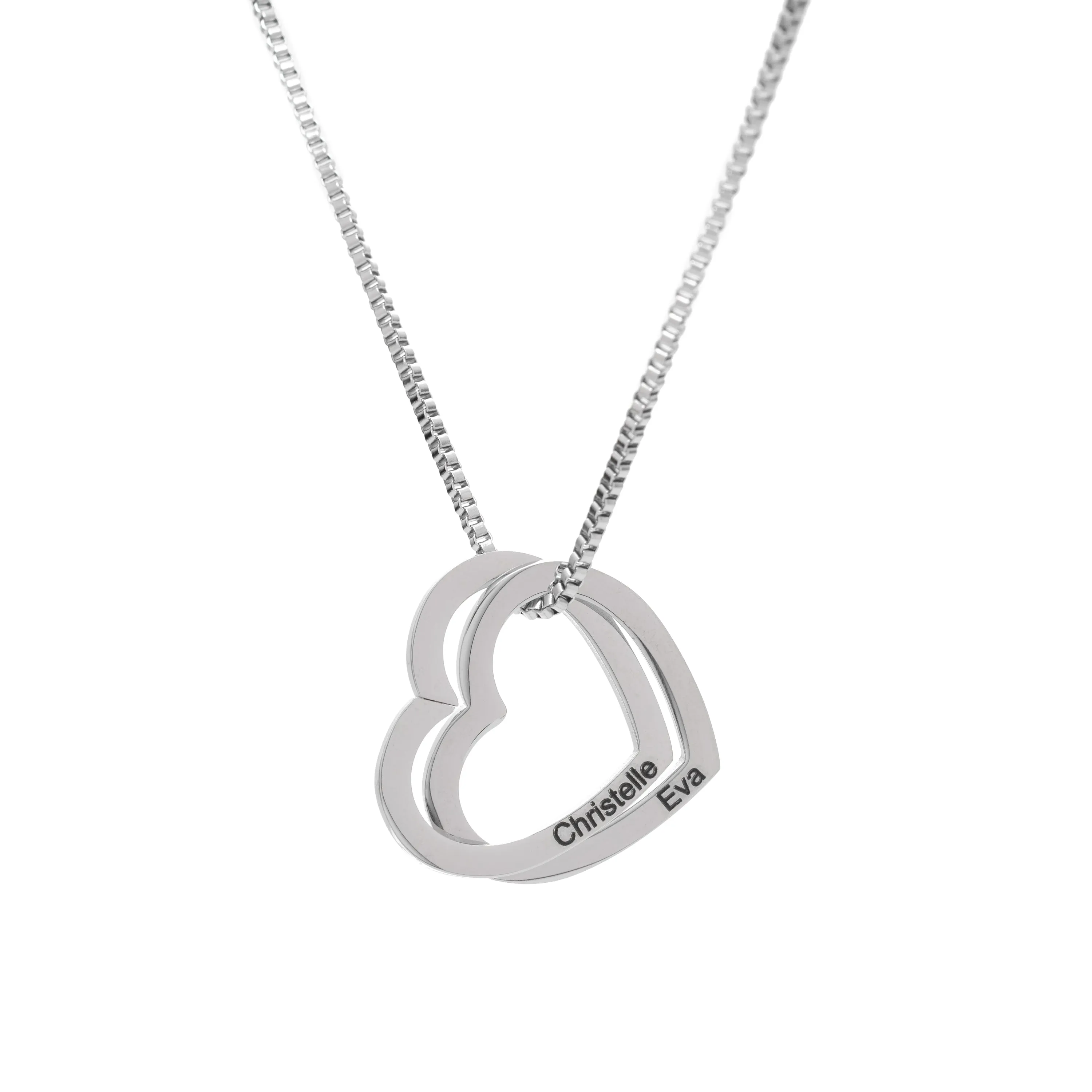 Personalized Interlocking Hearts Pendant Necklace