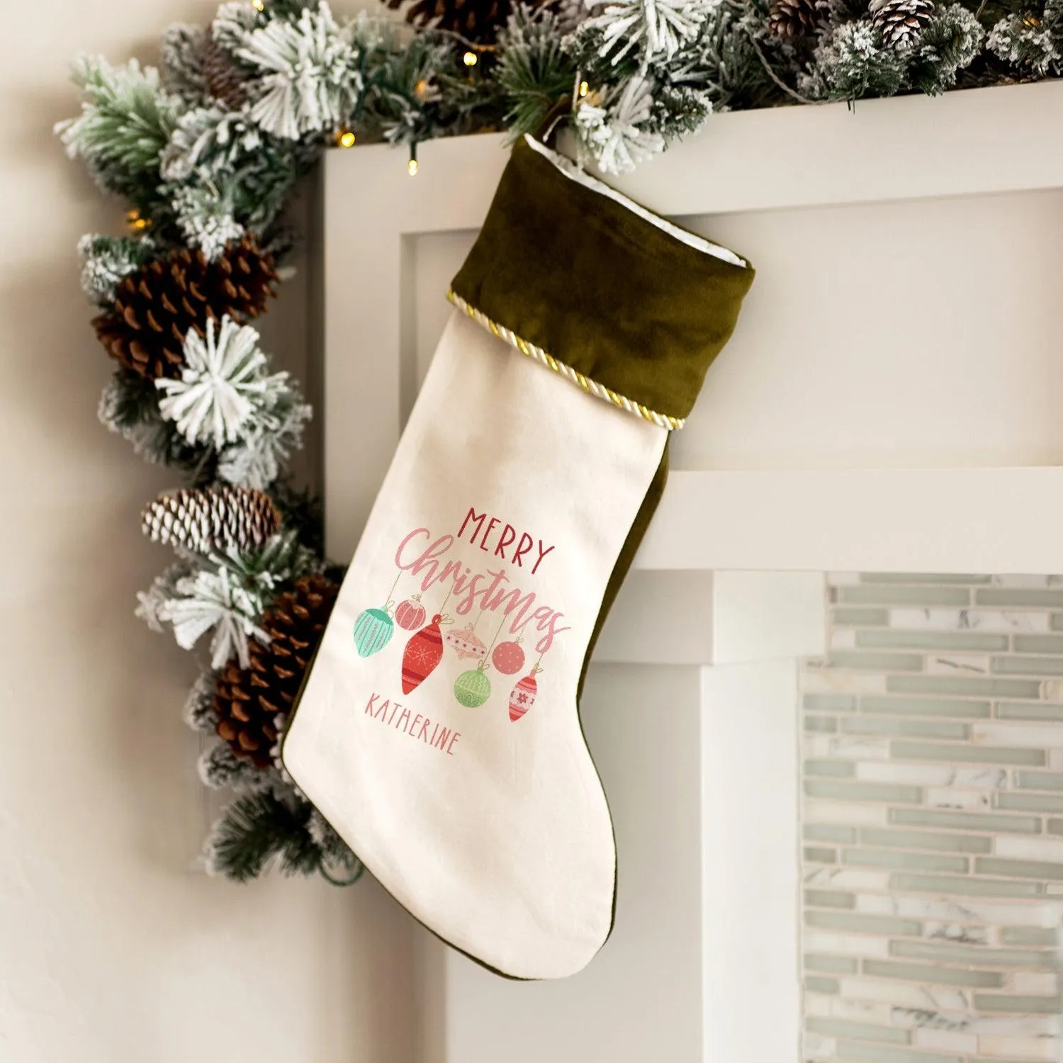 Personalized Kids Velvet Trimmed Christmas Stockings