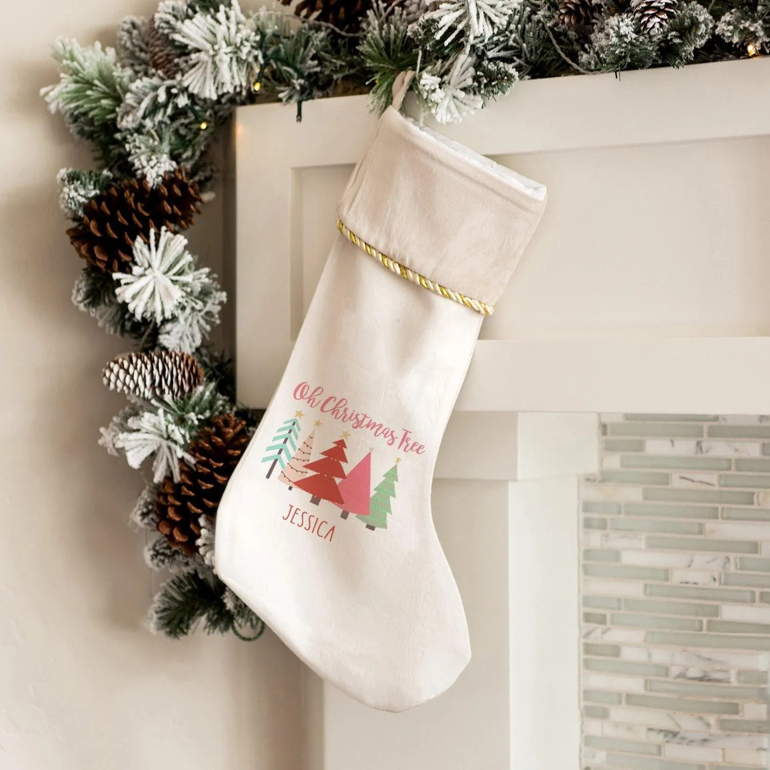 Personalized Kids Velvet Trimmed Christmas Stockings