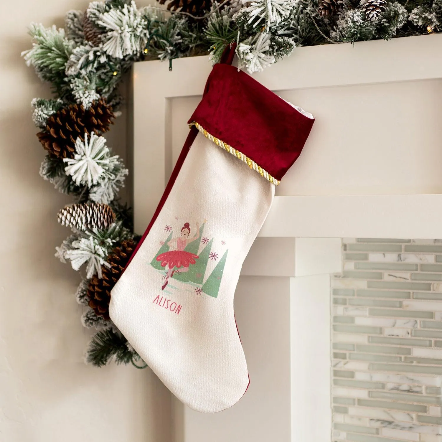 Personalized Kids Velvet Trimmed Christmas Stockings