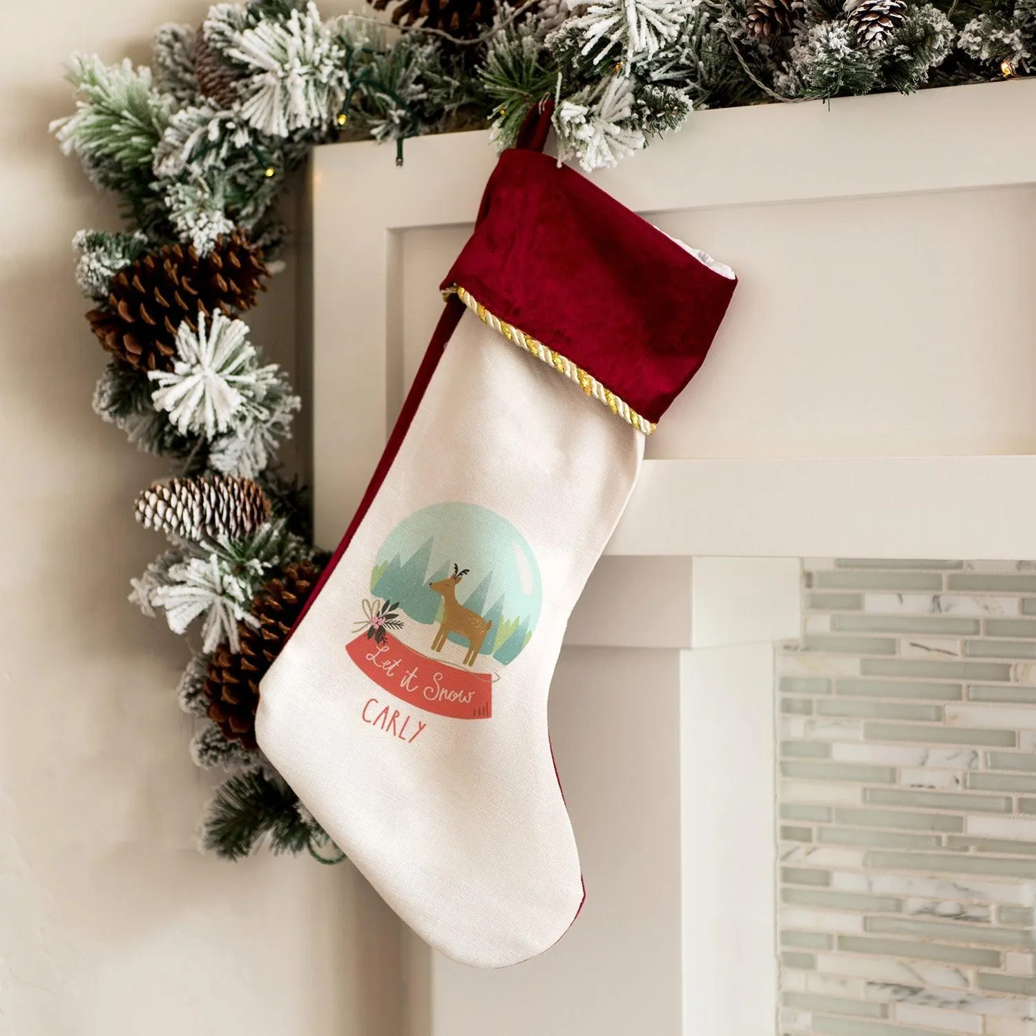 Personalized Kids Velvet Trimmed Christmas Stockings