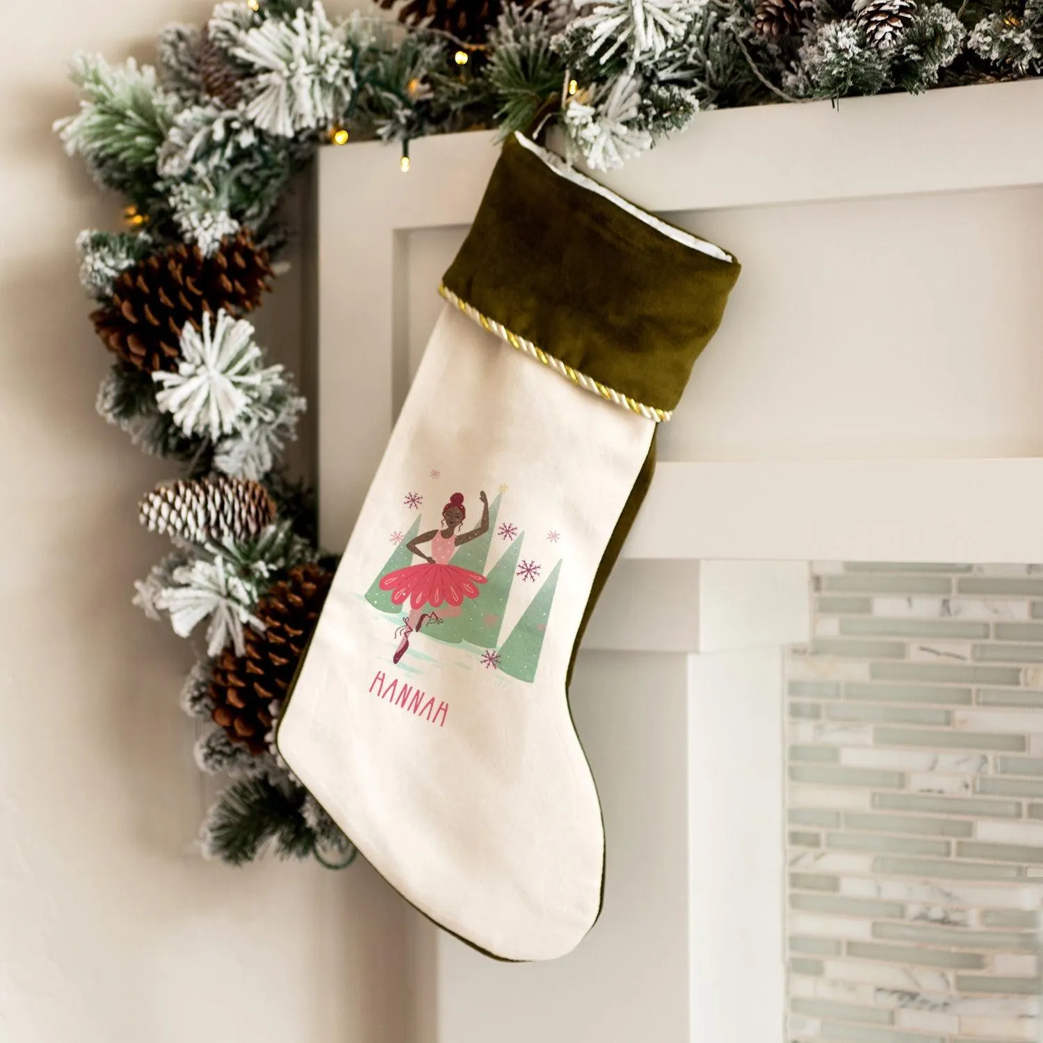 Personalized Kids Velvet Trimmed Christmas Stockings