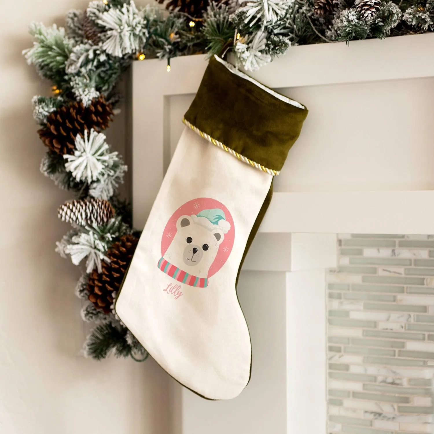 Personalized Kids Velvet Trimmed Christmas Stockings